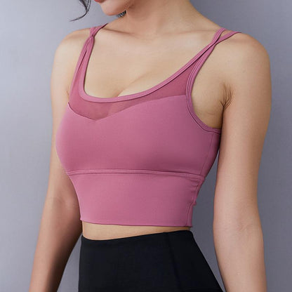 Summer New European And American Sports Underwear Yoga Back Cross Shockproof Gathered Shaping Sports Fitness Bra