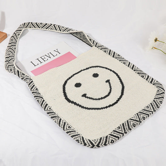 Crochet Tote Bag Smiley Face Tote Bag