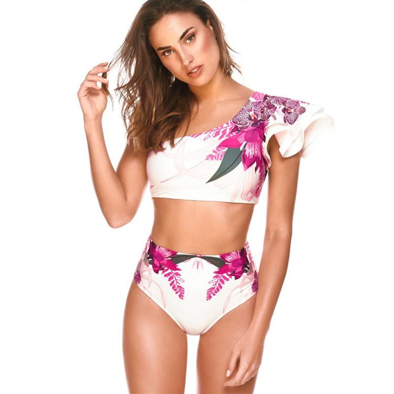 Floral Bikini New Split Swimsuit Women'S Large Print Sexy Split Swimsuit