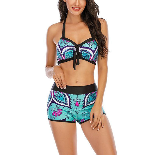 2020 European And American New Split Swimsuit Women Sexy Slim Geometric Printing Aliexpress Explosions Foreign Trade Bikini Women