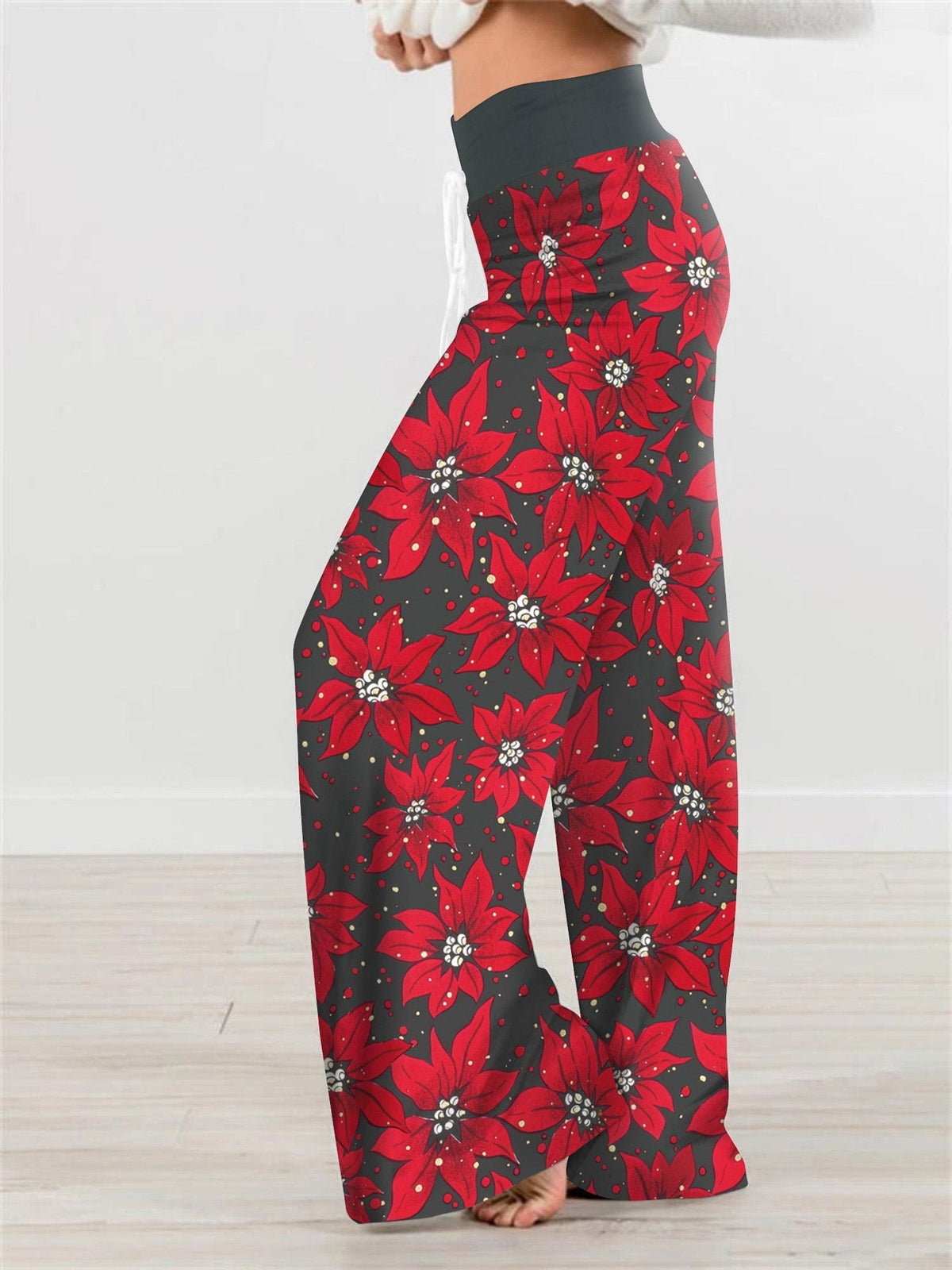 Flake Fashion Woman Digital Printing Loose Casual Flower Pattern Pants Wide Leg Yoga Pants 234