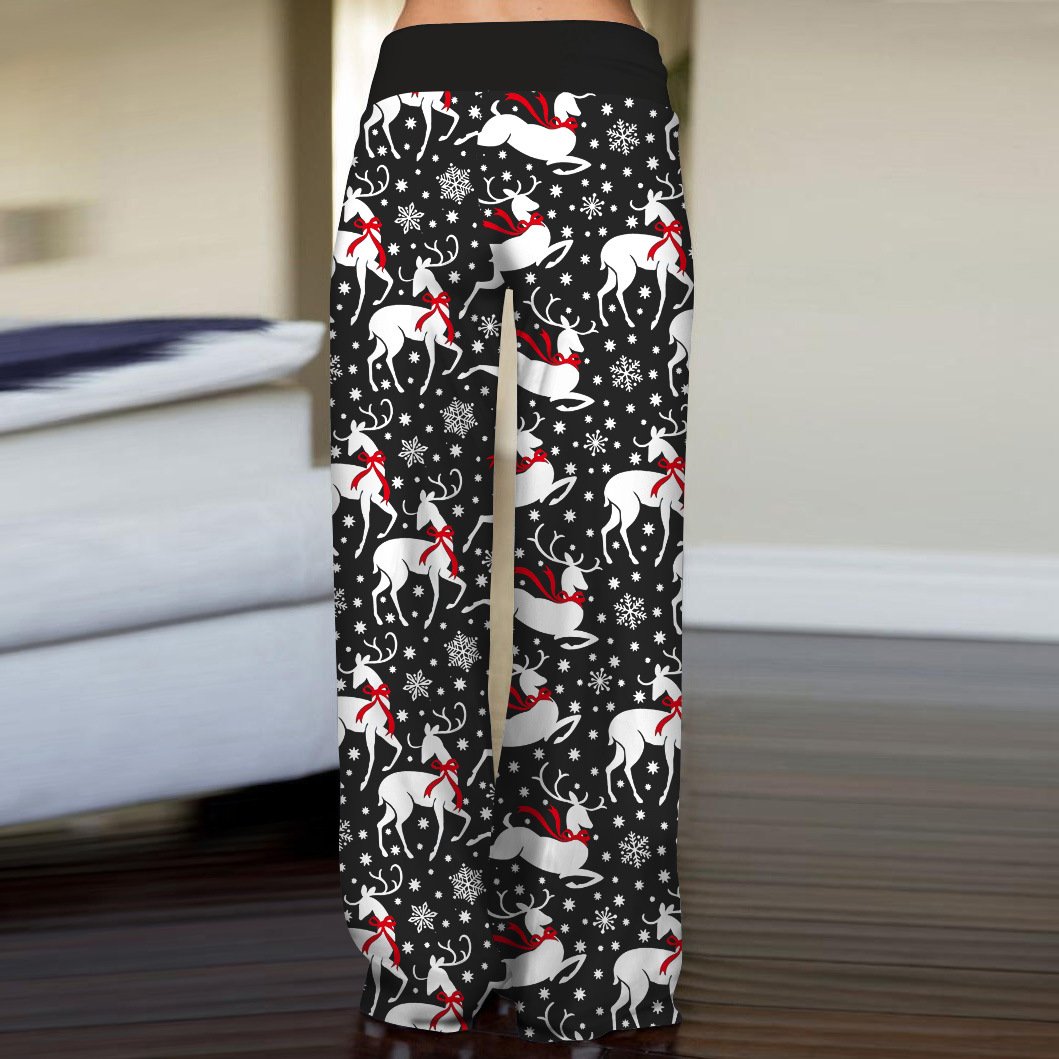 Fashion Woman Digital Printing Loose Casual Flower Pattern Pants Wide Leg Yoga Pants 15