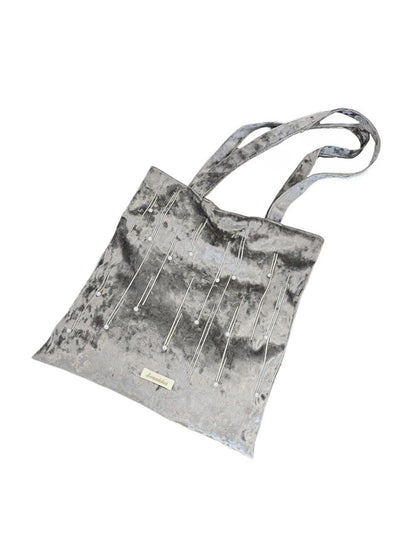 Cosbai - Velvet Beaded Tote Bag with Magnetic Closure