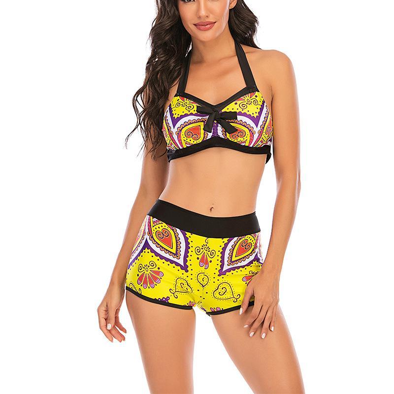 2020 European And American New Split Swimsuit Women Sexy Slim Geometric Printing Aliexpress Explosions Foreign Trade Bikini Women