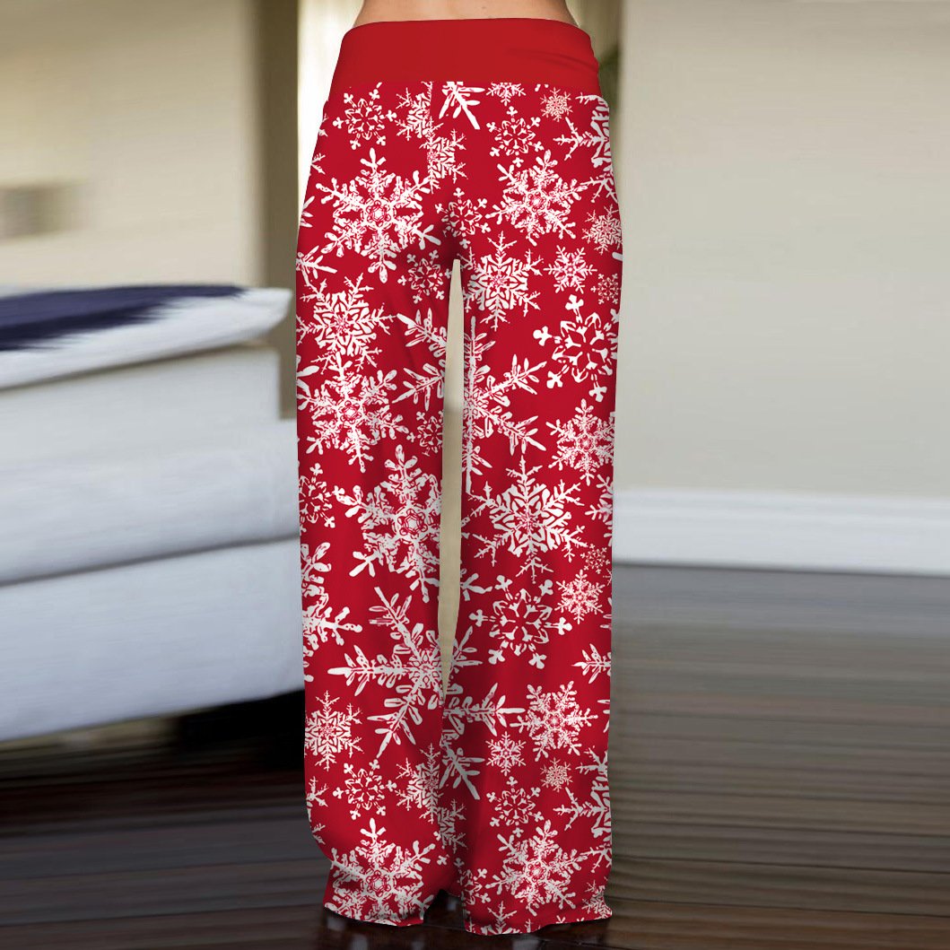 Flake Fashion Woman Digital Printing Loose Casual Flower Pattern Pants Wide Leg Yoga Pants 234