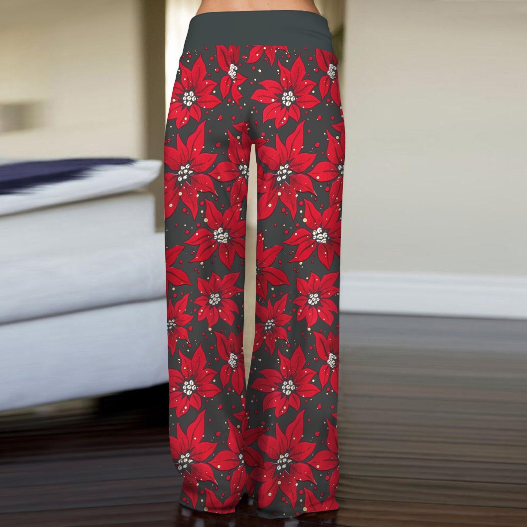 Flake Fashion Woman Digital Printing Loose Casual Flower Pattern Pants Wide Leg Yoga Pants 234