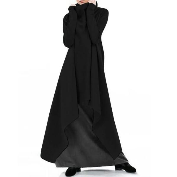 Loose Irregular Solid Color Robe Sweatshirt Turtleneck Sweater Woman