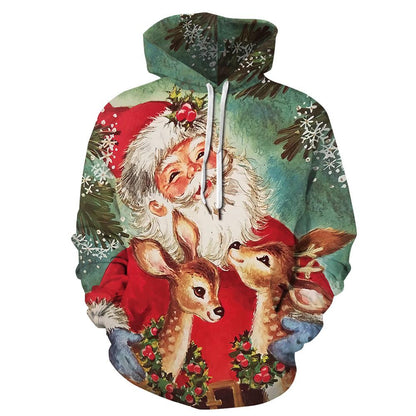 Santa Claus Digital Stamp Couples Wear Cap Suitwear Autumn Long-Sleeved Baseball