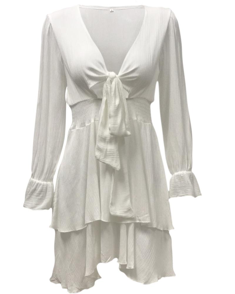 V-Neck Long Sleeve Women'S Dress
