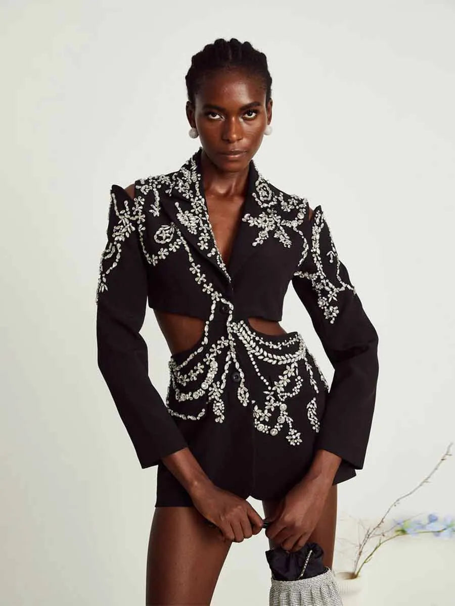 Cassandra Crystal-embellished Cut-out Blazer