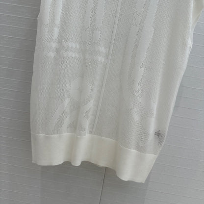 Hm 25 Short-sleeved Sweater White Mesh Polyester