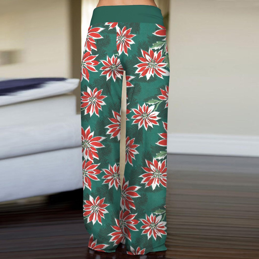 Flake Fashion Woman Digital Printing Loose Casual Flower Pattern Pants Wide Leg Yoga Pants 234