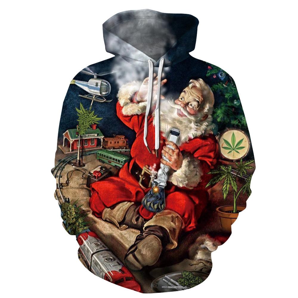 Santa Claus Digital Stamp Couples Wear Cap Suitwear Autumn Long-Sleeved Baseball