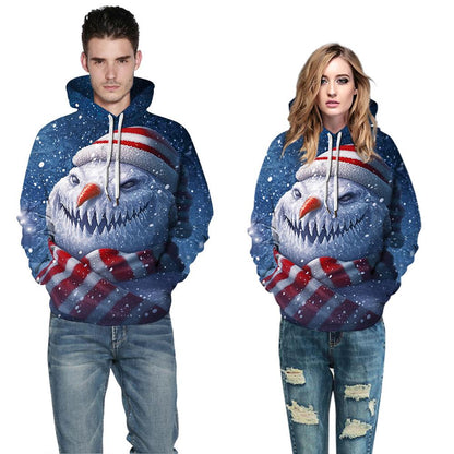 Santa Claus Digital Stamp Couples Wear Cap Suitwear Autumn Long-Sleeved Baseball
