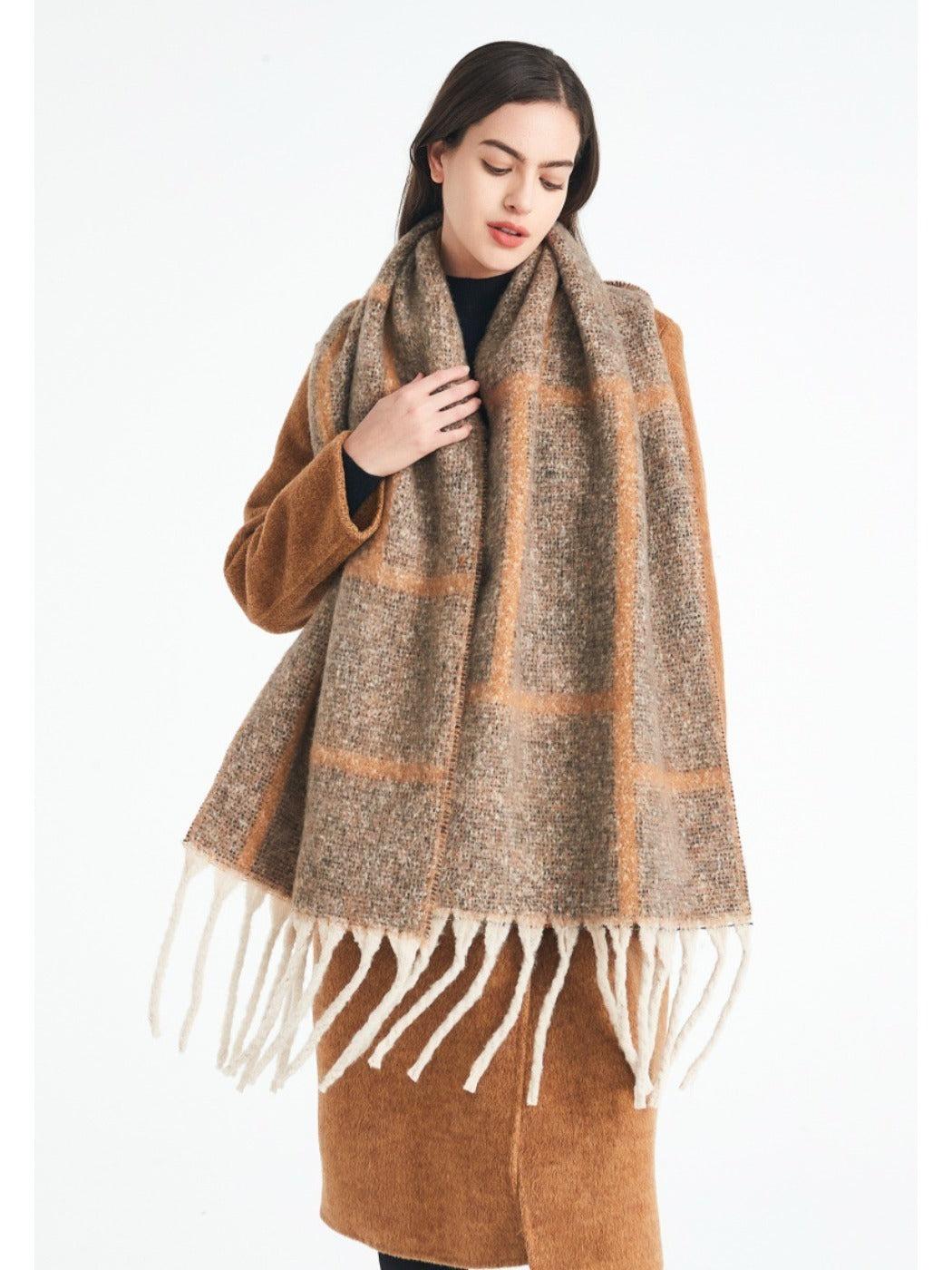 Scarvii - Winter Tassel Plaid Jacquard Scarf