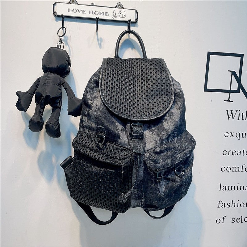 Fashion Drawstring Flap Backpack With Pockets