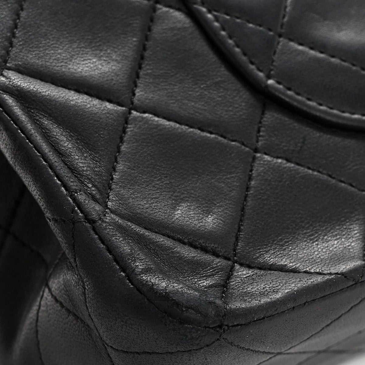 Lambskin Quilted Medium Double Flap Black