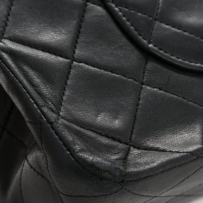 Lambskin Quilted Medium Double Flap Black