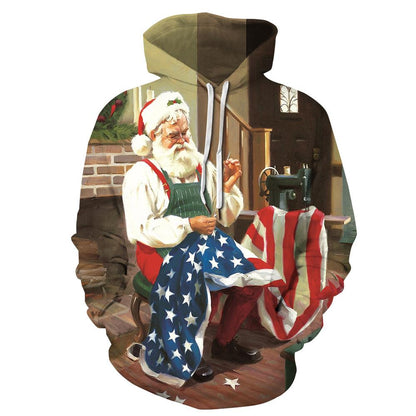 Santa Claus Digital Stamp Couples Wear Cap Suitwear Autumn Long-Sleeved Baseball
