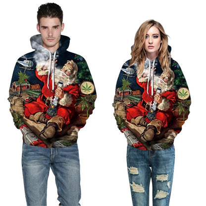 Santa Claus Digital Stamp Couples Wear Cap Suitwear Autumn Long-Sleeved Baseball