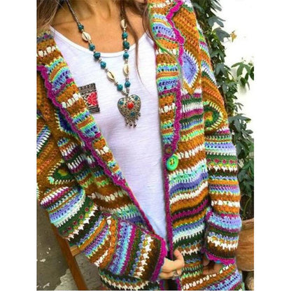 Women'S Clothing 2019 Autumn And Winter New Printed Cardigan Long-Sleeved Sweater