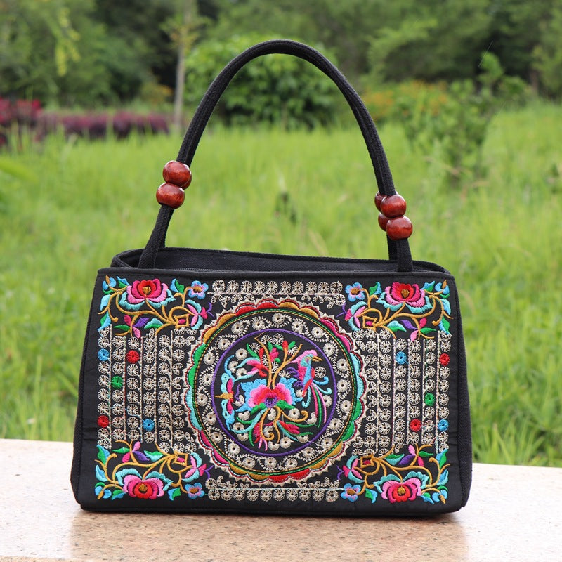 Ethnic Style Bag With Double-Sided Embroidery And Canvas Small Bag For Women'S Double-Layer Handbag Casual Trend Retro