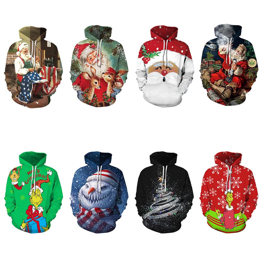 Santa Claus Digital Stamp Couples Wear Cap Suitwear Autumn Long-Sleeved Baseball