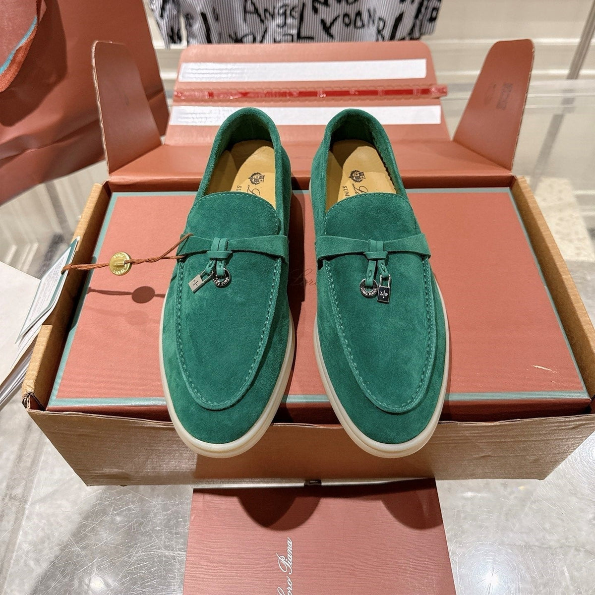 LP Summer Charms Walk Loafers Deep Green Suede 565857