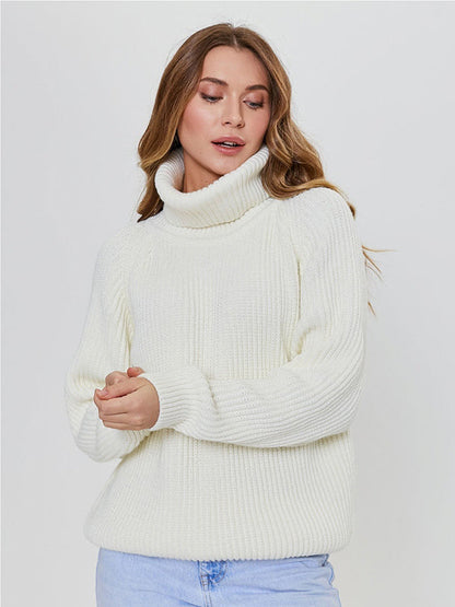 Casual 6 Colors High-Neck Long Sleeves Sweater Top