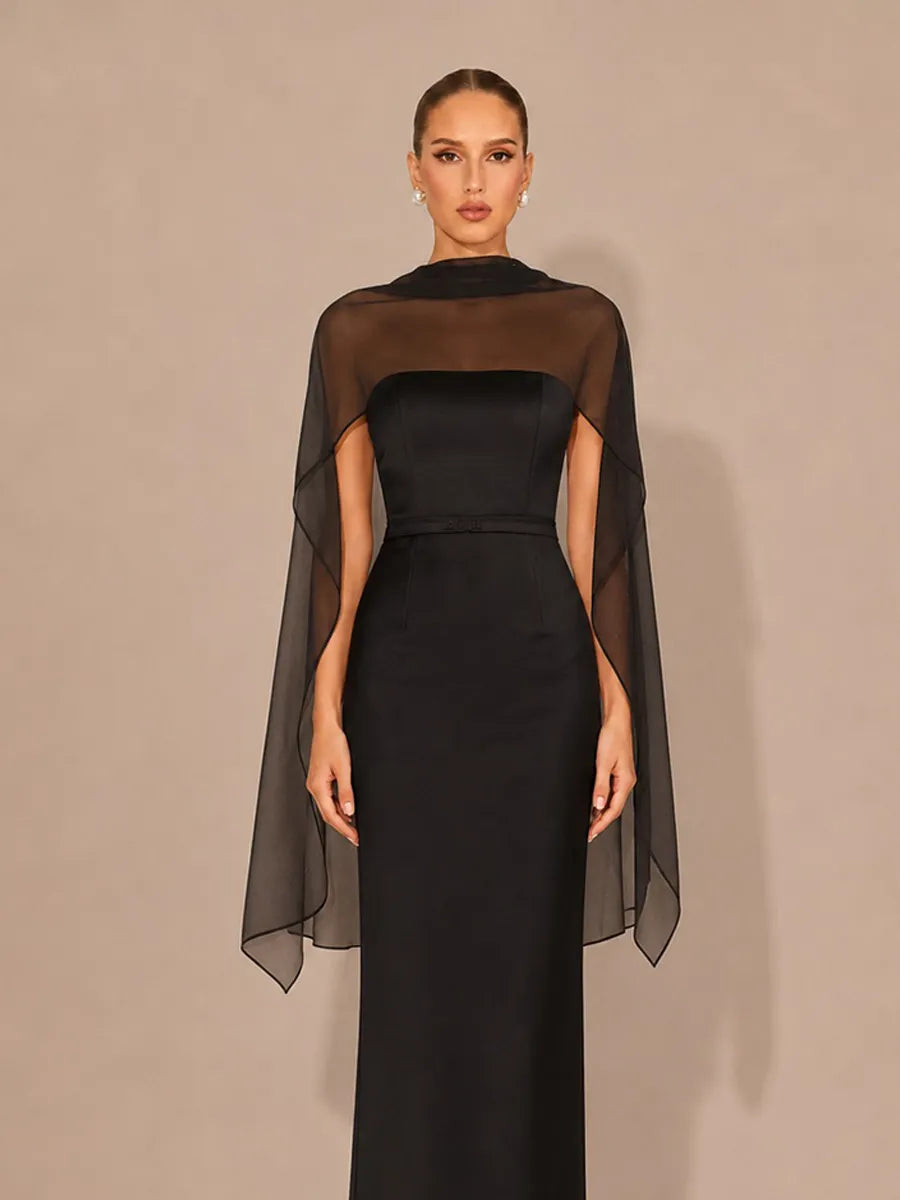 Renata Elegant Strapless Maxi Dress with Flowing Ribbons