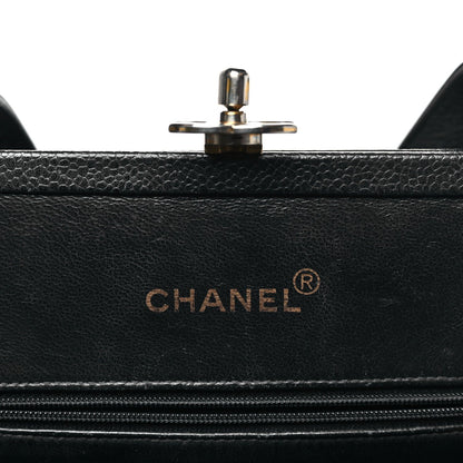 Caviar Quilted Frame Shoulder Bag Black