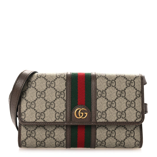 GG Supreme Monogram Web Ophidia Crossbody Wallet Beige New Acero