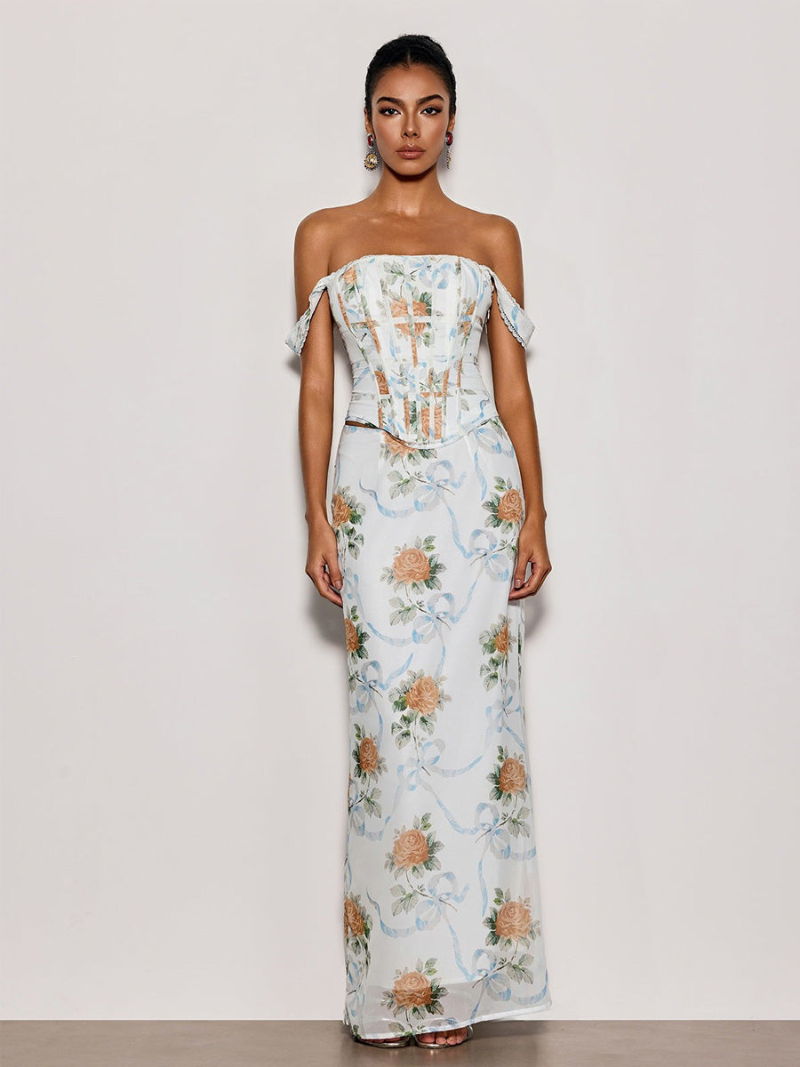 Zoey Off Shoulder Floral Maxi Dress