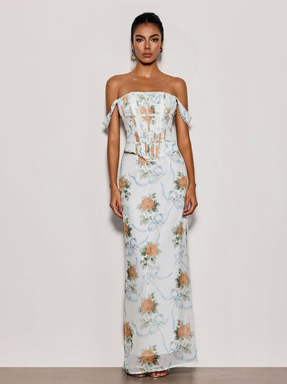 Zoey Off Shoulder Floral Maxi Dress