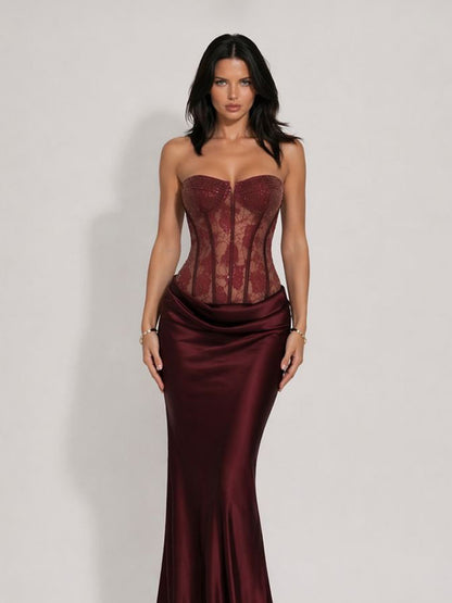 Lydia Strapless Lace Maxi Dress