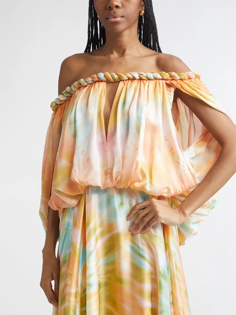 Vivian Twist Print Silk Gown