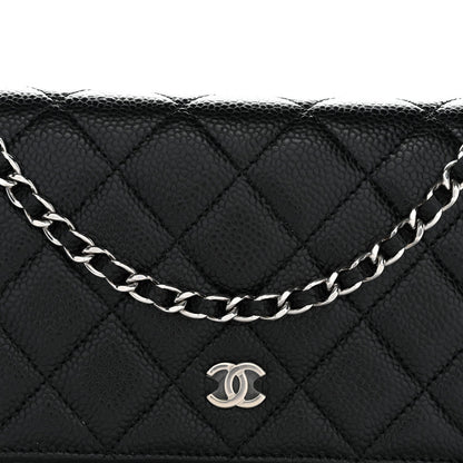 Caviar Quilted Wallet On Chain WOC Black