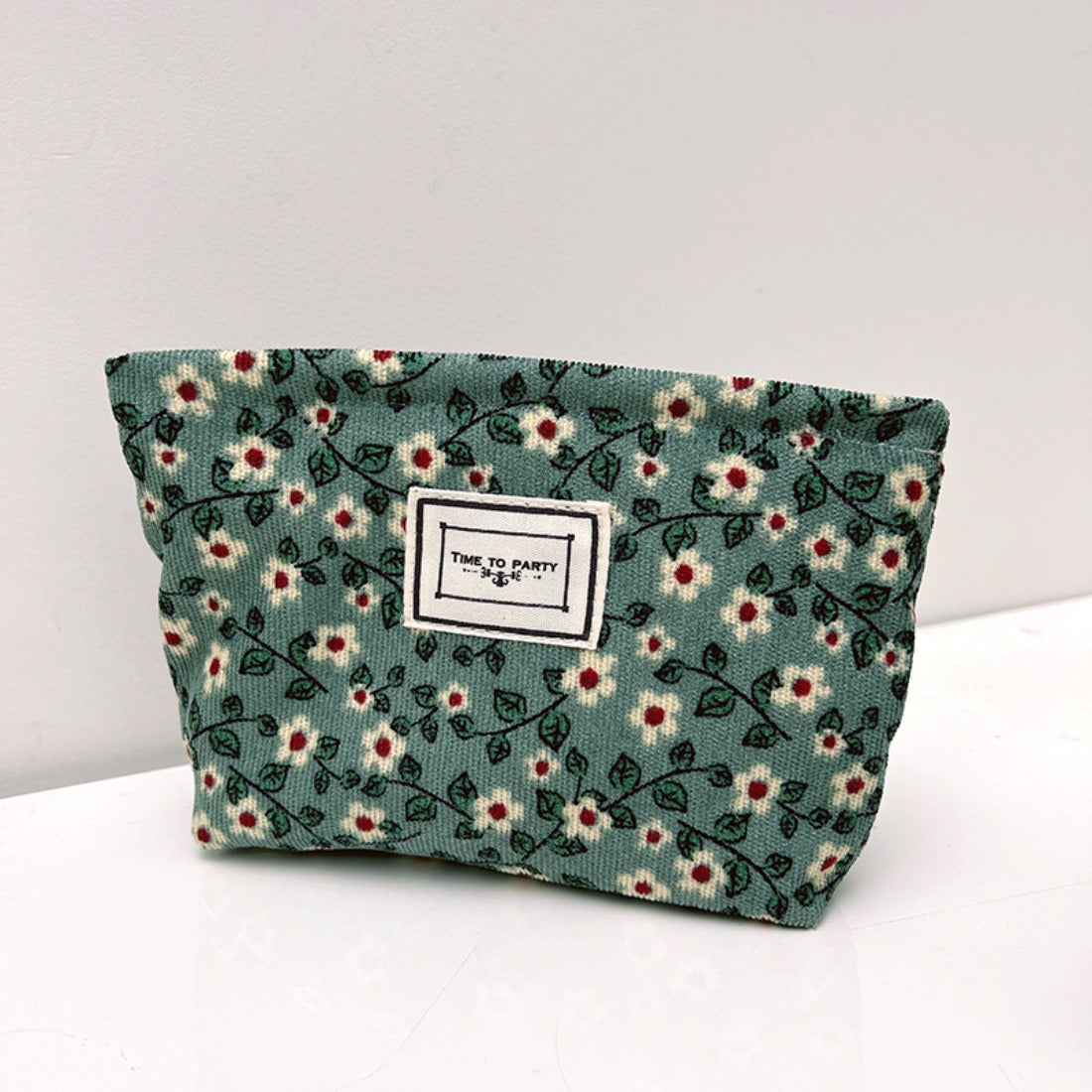 Cosbai - Small Floral Corduroy Cosmetic Bag