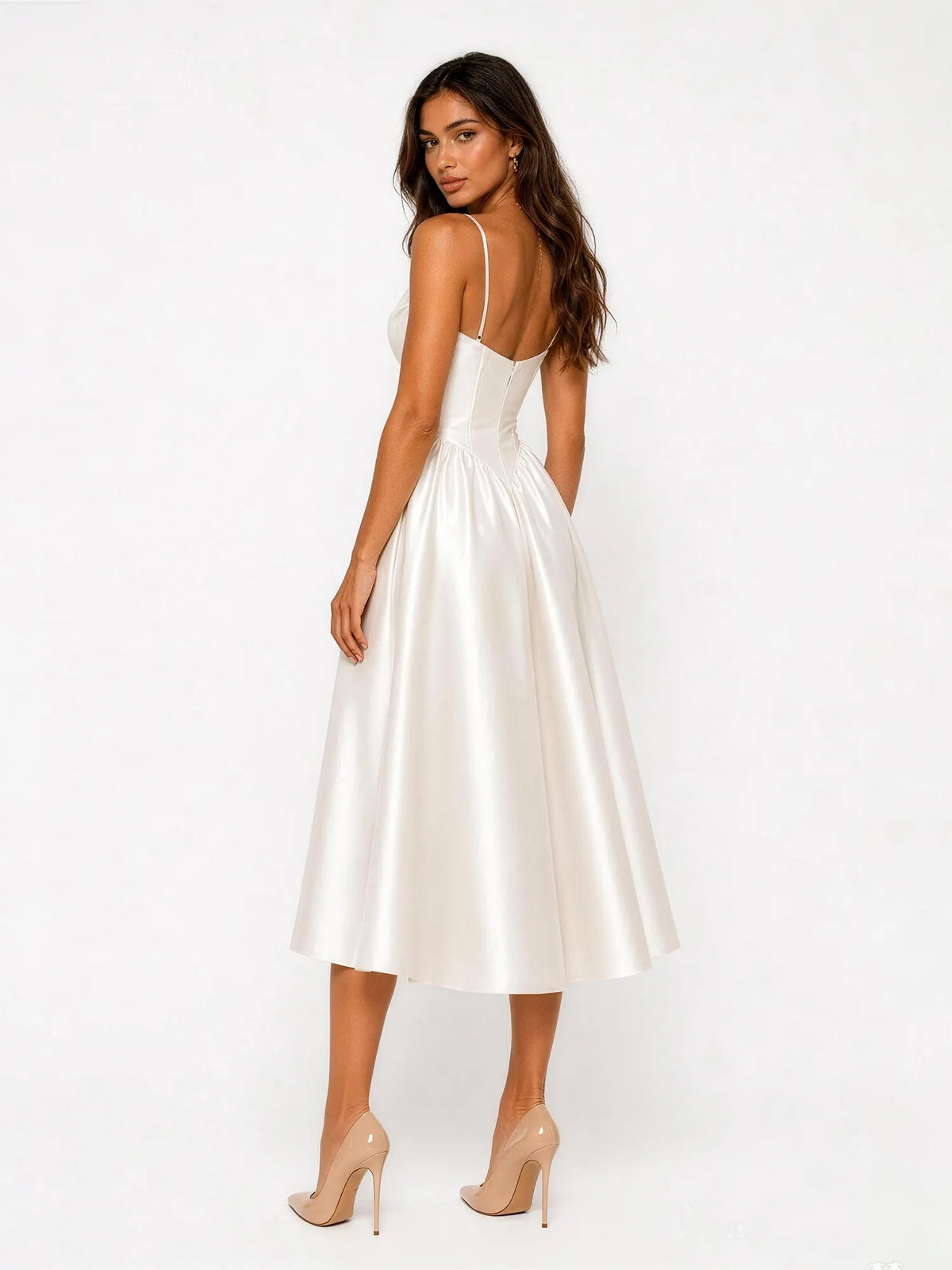 Lily Pearl Glow Corset Midi Dress