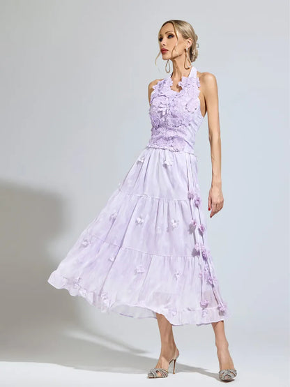 Talia Purple Lace Two-Piece Set