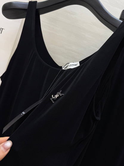 YSL 25 Vest Pant Set Black Acetate