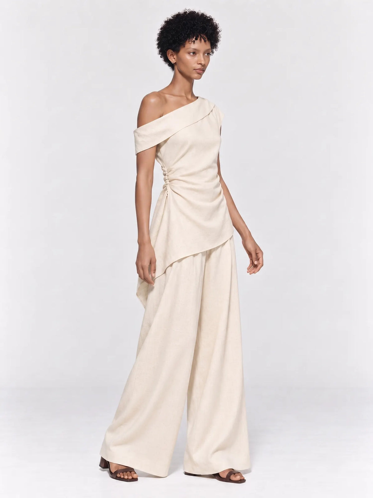 Rosalyn One Shoulder Top and Wide-Leg Trousers Set