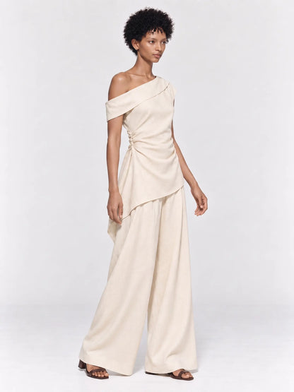 Rosalyn One Shoulder Top and Wide-Leg Trousers Set