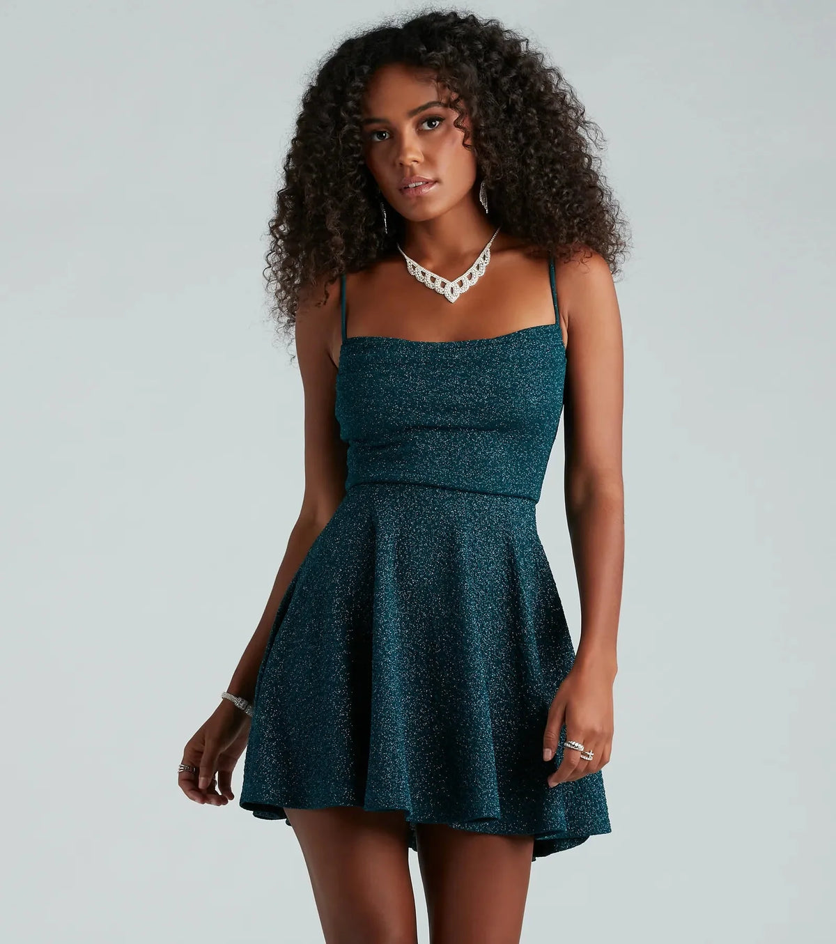 Glam Muse Glitter Knit Skater Dress