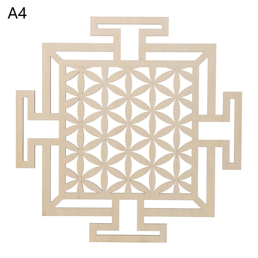 1Pc Flower Of Life Shape Wooden Wall Sign Laser Cut Non-Slip Coaster Set Wood Placemats Table Mat Round Cup Pad Art Home Decor