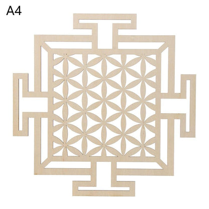 1Pc Flower Of Life Shape Wooden Wall Sign Laser Cut Non-Slip Coaster Set Wood Placemats Table Mat Round Cup Pad Art Home Decor