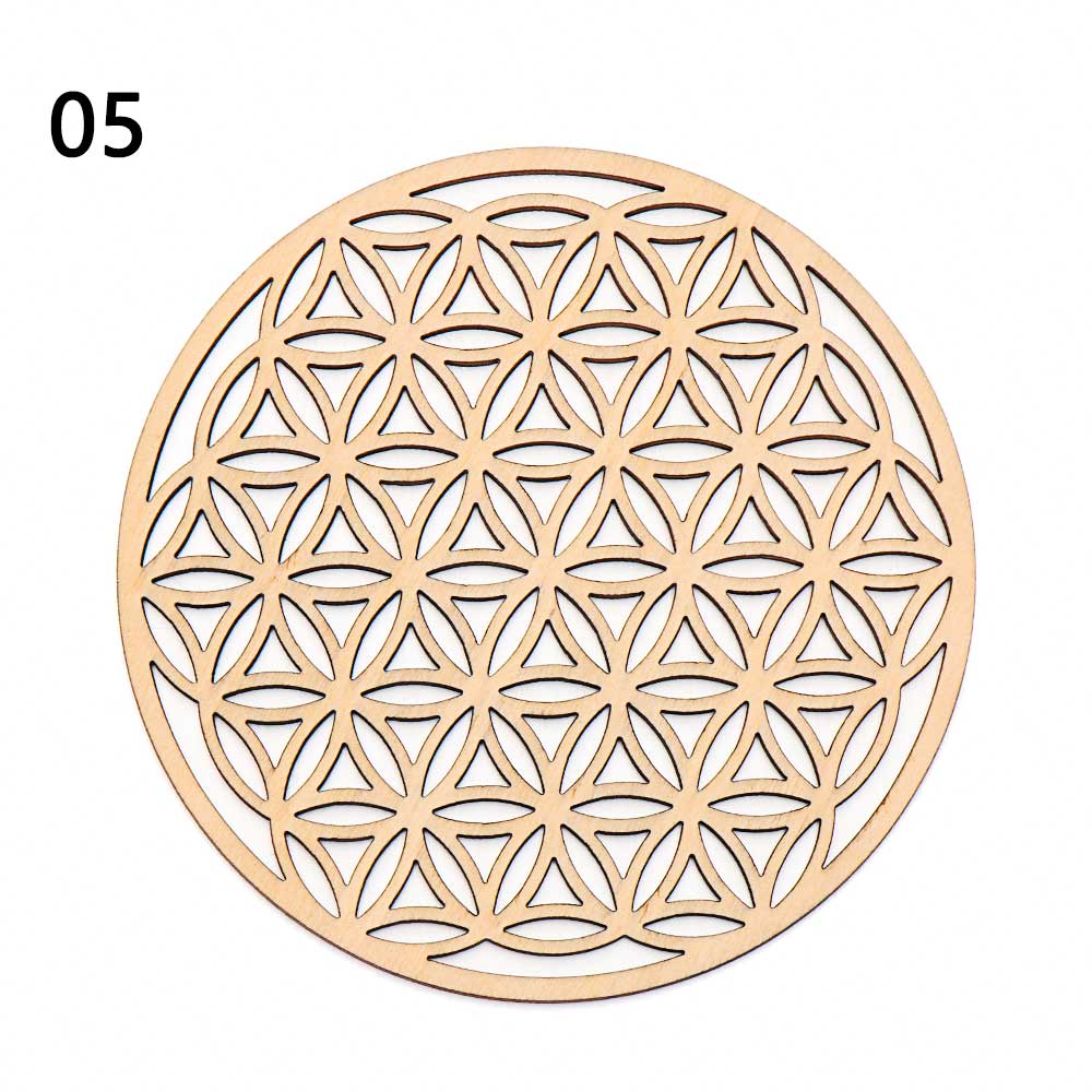 1Pc Flower Of Life Shape Wooden Wall Sign Laser Cut Non-Slip Coaster Set Wood Placemats Table Mat Round Cup Pad Art Home Decor