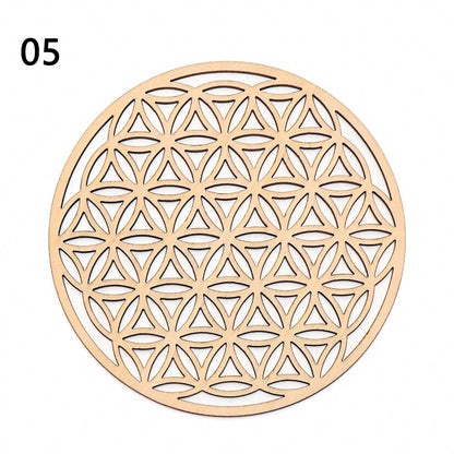 1Pc Flower Of Life Shape Wooden Wall Sign Laser Cut Non-Slip Coaster Set Wood Placemats Table Mat Round Cup Pad Art Home Decor