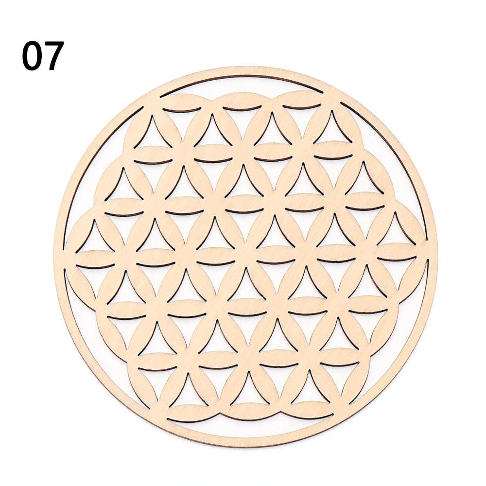 1Pc Flower Of Life Shape Wooden Wall Sign Laser Cut Non-Slip Coaster Set Wood Placemats Table Mat Round Cup Pad Art Home Decor