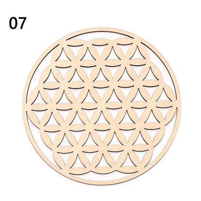 1Pc Flower Of Life Shape Wooden Wall Sign Laser Cut Non-Slip Coaster Set Wood Placemats Table Mat Round Cup Pad Art Home Decor
